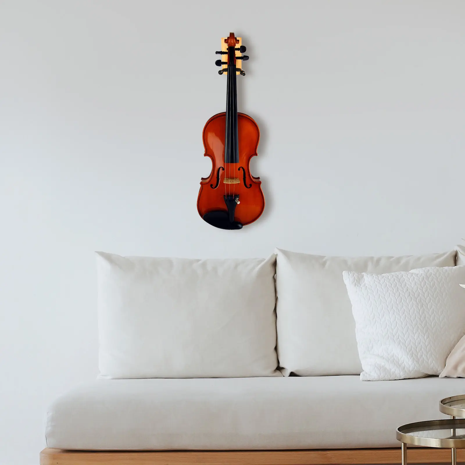 

Elegant Wood Base Violin Holder Wall Mount Hanger with Bow Hook Secure Non Slip Design for Violin Storage