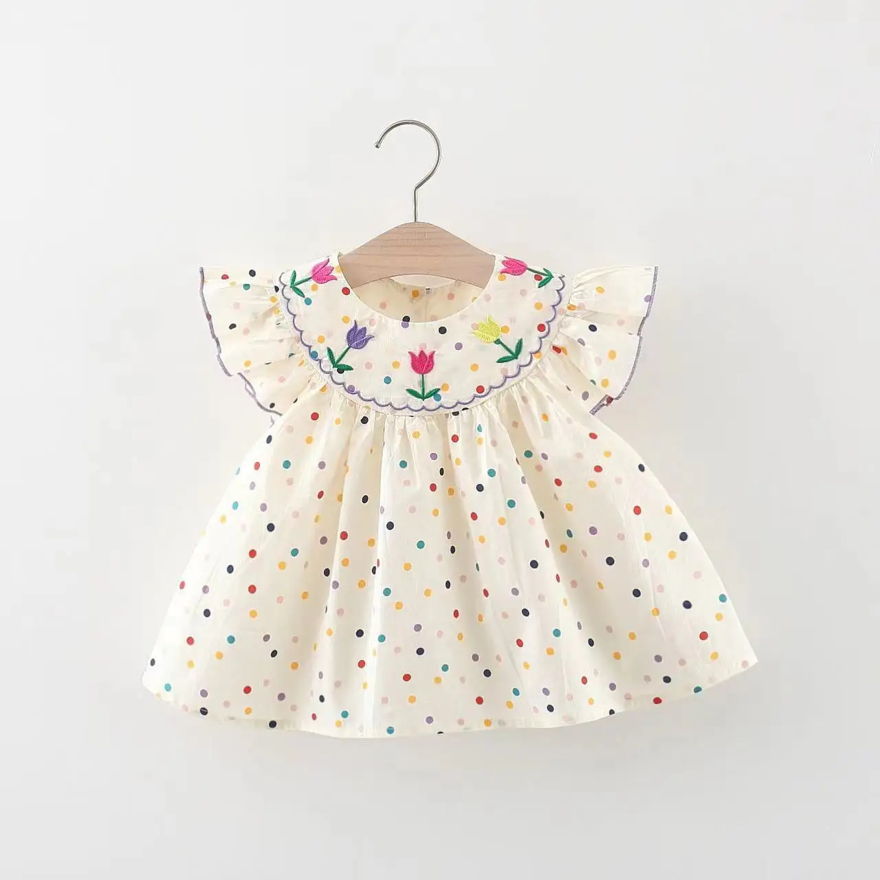 

Summer Newborn Girls' Dress Baby Porka dot Embroidery Sleeveless Princess Dresses 1 year Baby's Birthday Dresses Toddler Clothes