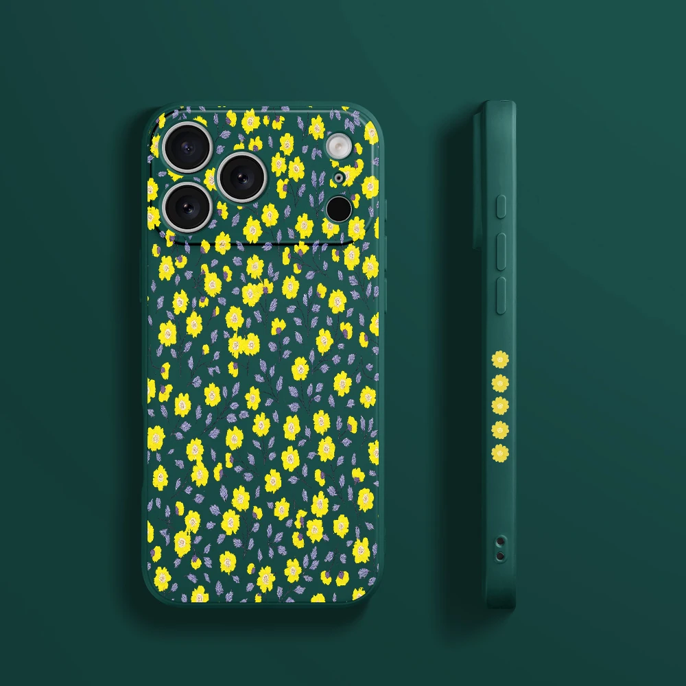 아이폰17 프로맥스 17 에어 16 15 14 13 12 11 프로 맥스 XS 맥스7 8 플러스 16e 16 플러스 TPU 커버 코크 라이트 옐로우 플라워 폰 케이스