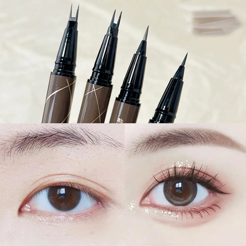 Penna liquida per Eyeliner a doppia punta biforcuta 2 In 1 Eyeliner Ultra-fine matita per ciglia inferiore a doppia testa impermeabile a lunga durata ad asciugatura rapida