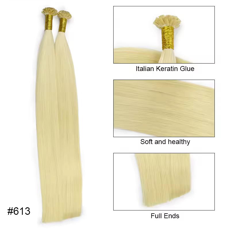 Straight Human Hair Extension By Fusion Flat Tip Keratin Capsules 0.8g/ 1g/Strand 50pcs Natural Hair Extension Ombre Blond Color - Image 22