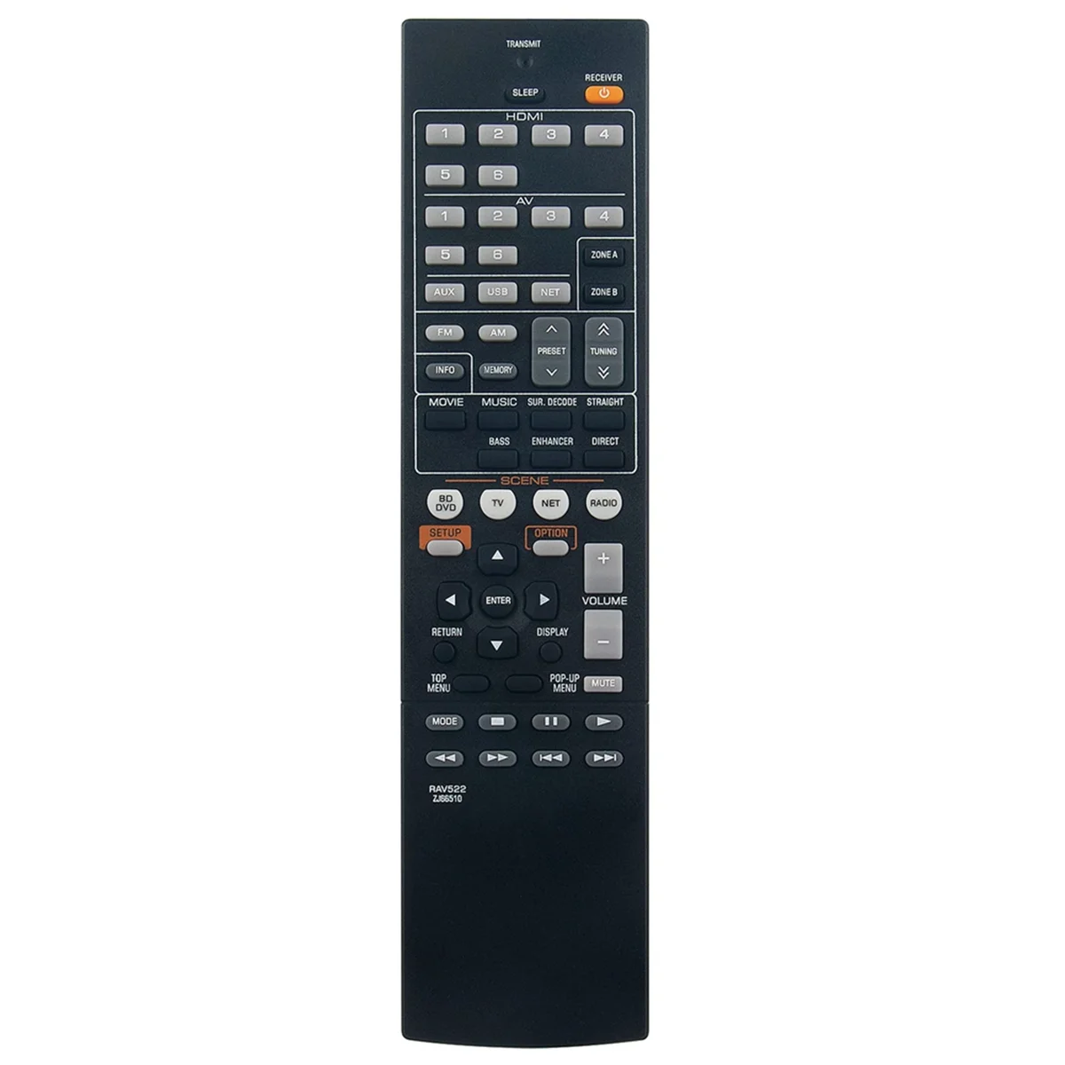 Ersatzfernbedienung RAV522 für Yamaha AV-Receiver RX-V477 RX-V577 RX-V477BL RX-V577BL RXV477 RXV577 RXV477BL