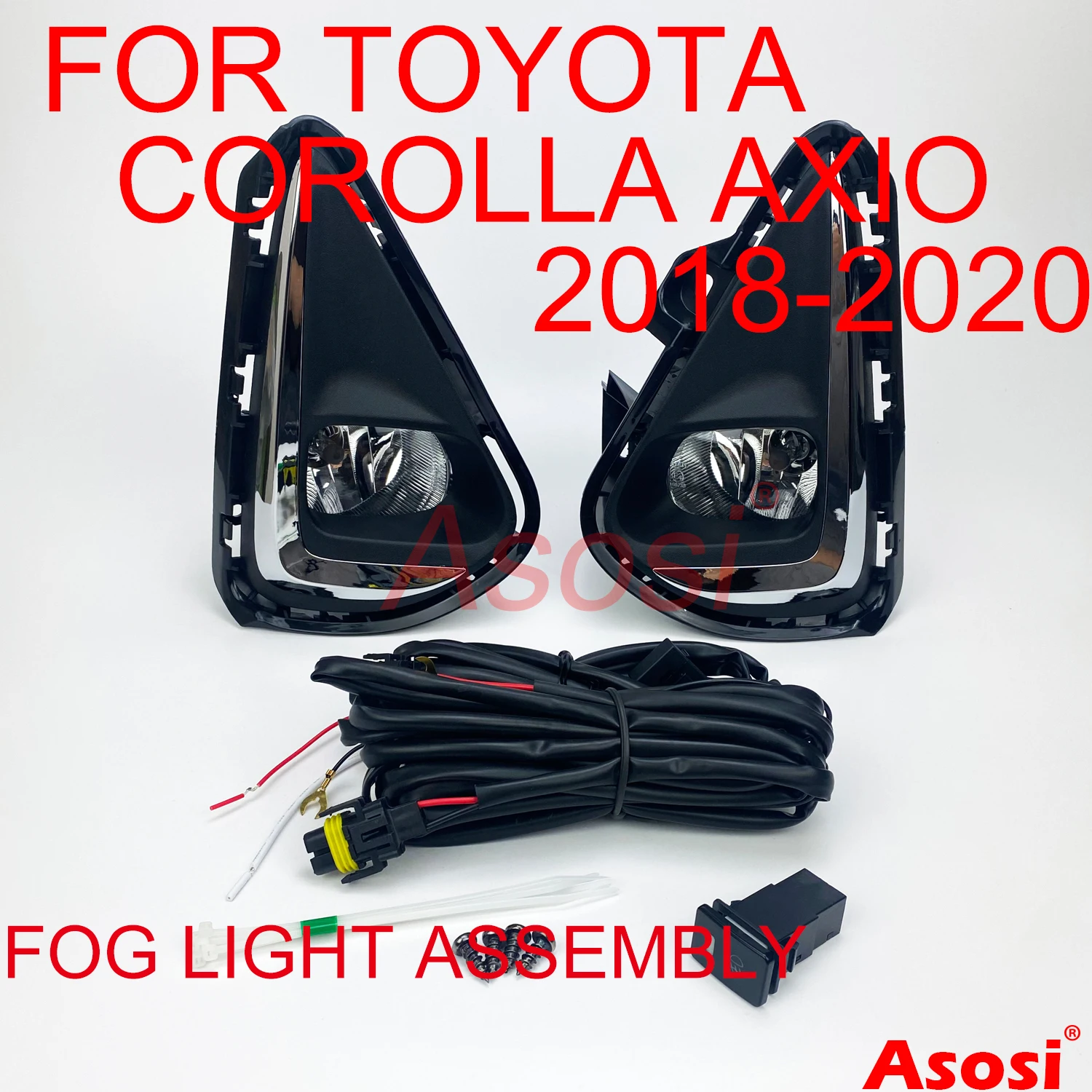 

Bumper Fog Driving Lights Lamps For 2018 2019 2020 Toyota Corolla Axio Fielder Driver + Passenger Side W/Bulb Switch Wire Bezel