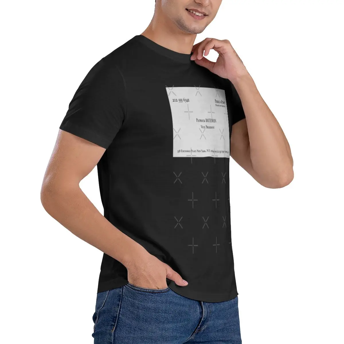 مضحك باتريك بيتمان S بطاقة الأعمال من الأمريكية النفسي تي شيرت رجالي مطبوعة بلايز فضفاضة ونحيفة تناسب المرأة تي شيرت