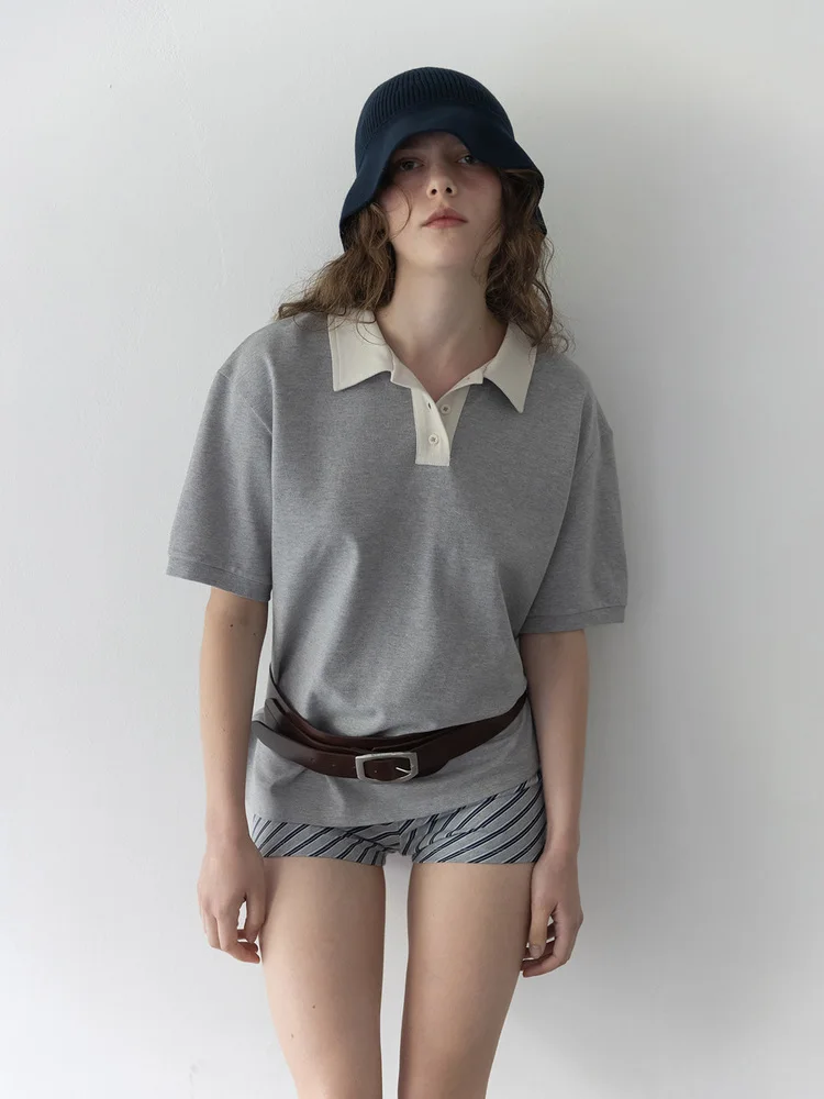 

Haag Direct Summer Casual Collar T-irt Women's Slim Fit ort Sve Classic Pattern Korean Sle Commute Faion Cotton