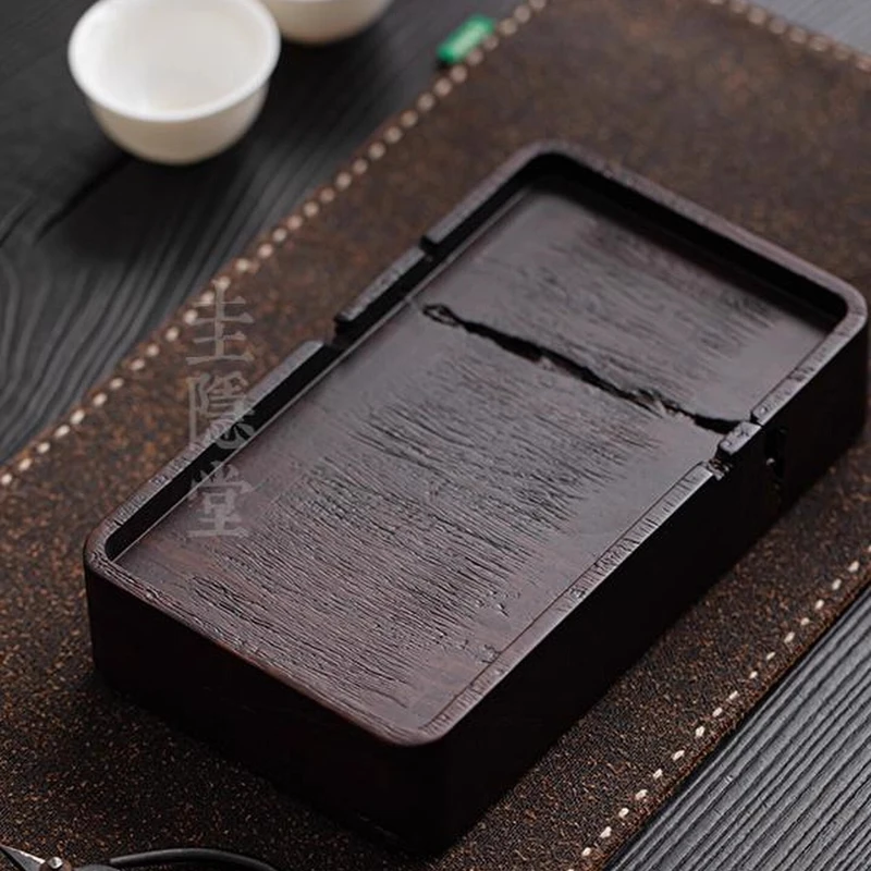 

Handcrafted Ebony Solid Wood Teapot Stand Tea Tray Home Vintage Wabi-Sabi Dry Brewing Table Teapot Tea Tray