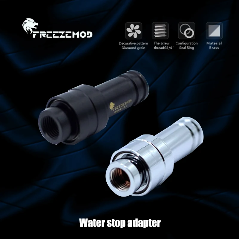 FREEZEMOD Water Stop Quick-Disconnected Pass-Through Two Ends Disconnect Water Stop Connecting,G1/4'' BLack/Silver ZSZT-T1