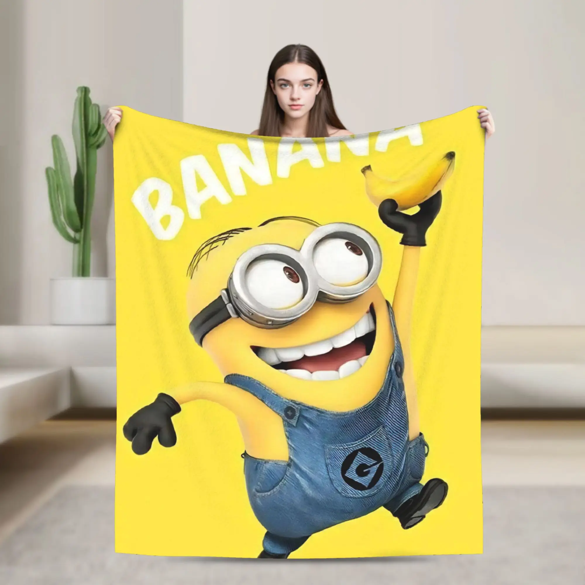

M-Minionsd Cute Cartoon Throw Blanket for Couch Soft Cozy Plush Blanket 50x60 Inches Multiple Sizes Bedspread for All Seasons