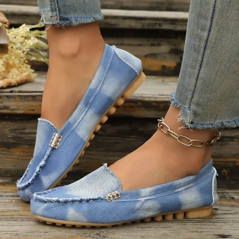 Moda Açık Mavi Kot Mokasenler  - Women'S Shoes Round Toe incelemesi ve fiyatı