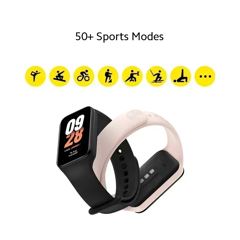 [Estreia mundial] Novo Xiaomi Mi Band 8 Ativa Versão Global  1.47 "Display 50 + Modos de Fitness Frequência Cardíaca SpO2 Monitoramento Banda Inteligente