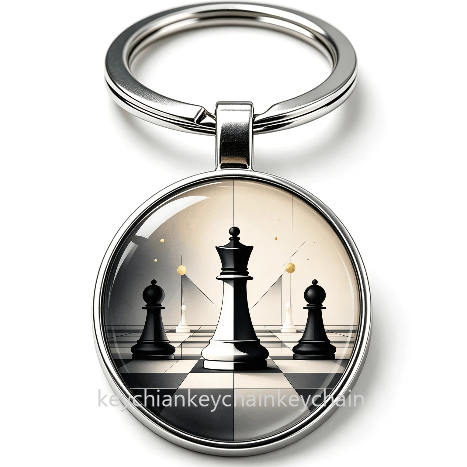 Chess  Round Keychain Keyring Bag Charm Gift