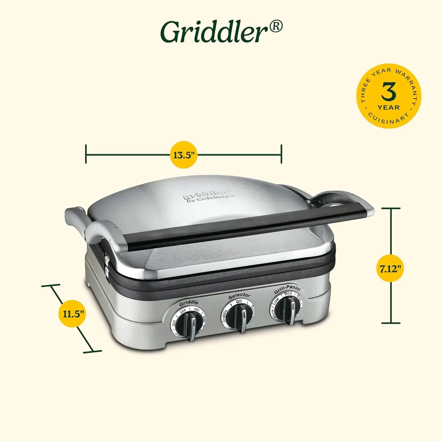 NEW Panini Press, Stainless Steel Griddler, Sandwich Maker & More, 5-IN-1, GR-4NP1