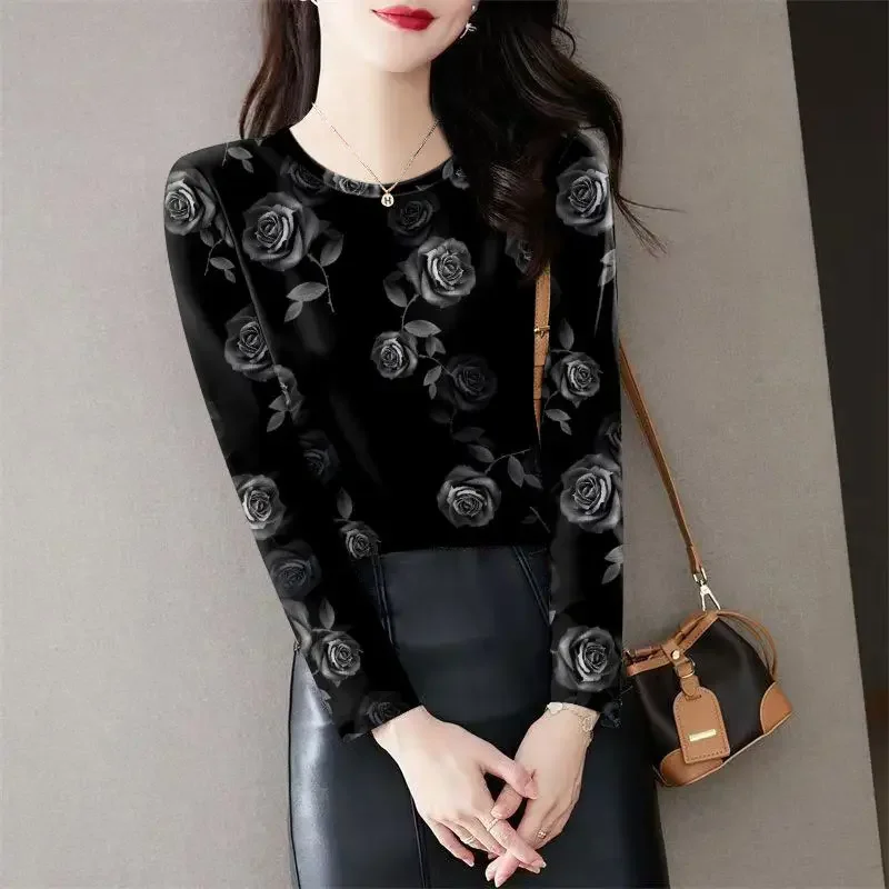 

Women's Long Sleeve T-shirt Tie Dye Korean Style Top Female Polyester With Sleeves Tee Fashion Clearance Reviews Many Clothes
