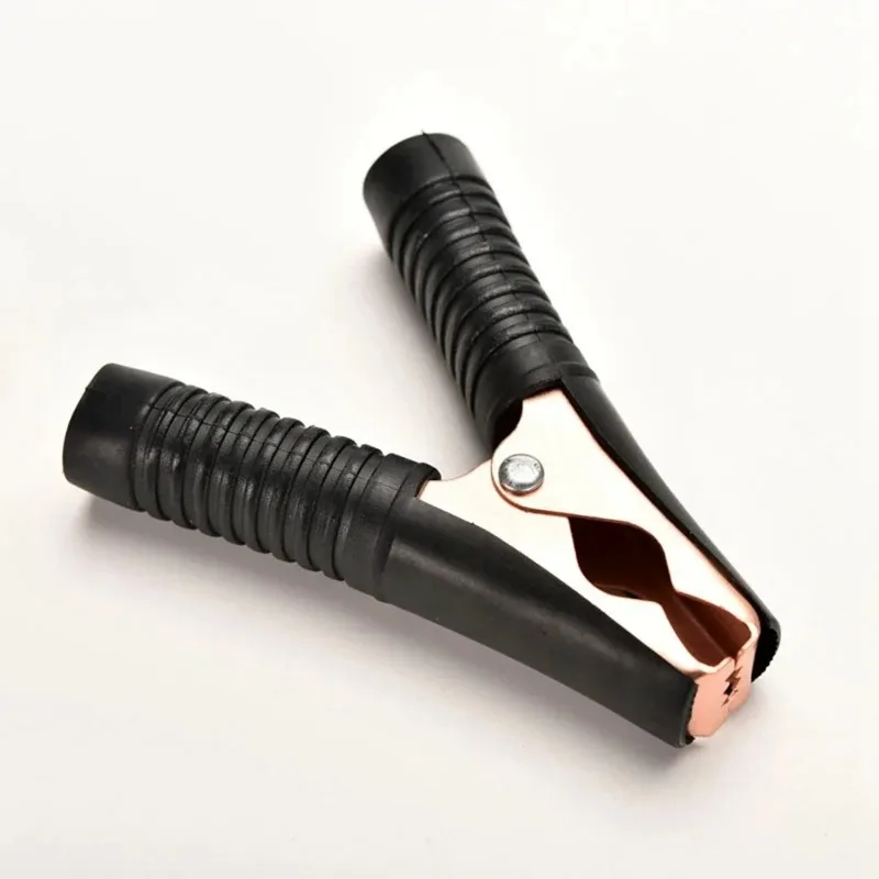 2-Piece 100A Small-Cable Battery Alligator Clips: Hot Copper-Plated, Full-Enclosed, Black/Red Spring Car Crocodile Clamps