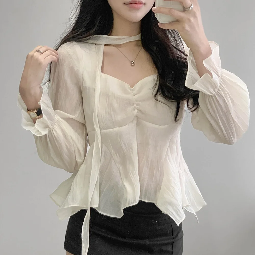 

Chic Early Spring Bell Sve irt Women's Faionable Gathered Skirt Sle Square Collar Asymmetrical Hemline Gown