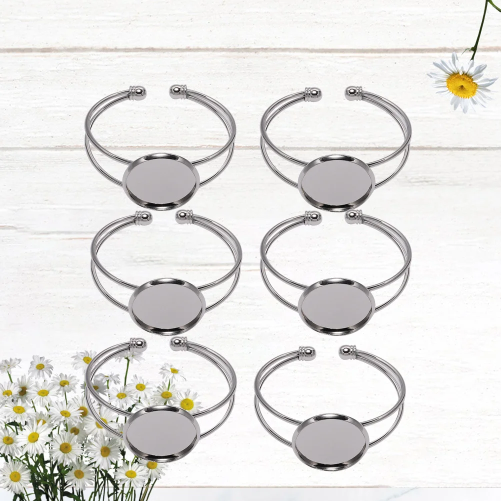 

6pcs 25Mm Round Plate Copper Y Shape Bracelets Base For Diy Jewelry Making Resin Chain Oval Pendant Handmade Craft