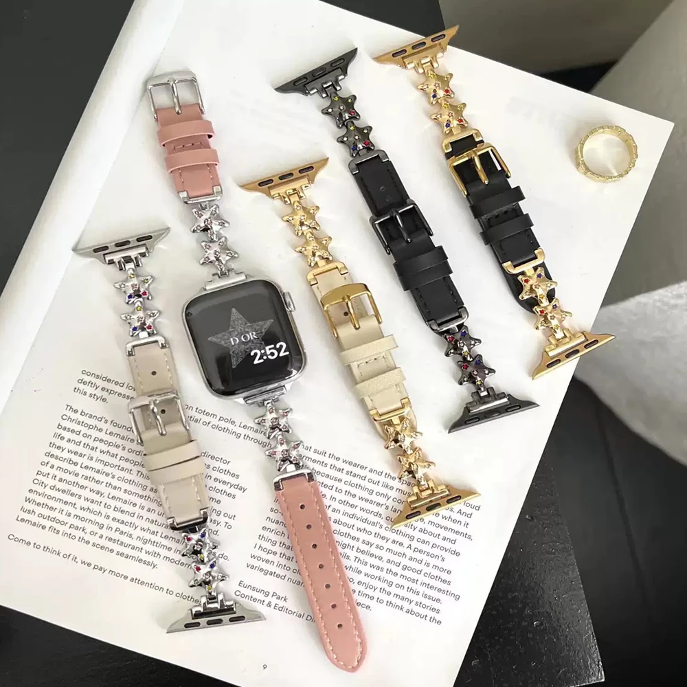 Роскошный стильный 3D-металлический ромбовидный звездный мягкий ремешок из искусственной кожи для Xiaomi Mi Band 9 8, спортивный браслет для Xiaomi Mi