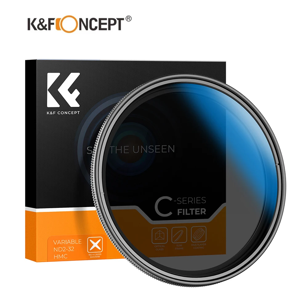 K&F CONCEPT Nano-C Variable ND2-32 Neutral Density Filter Slim HD Adjustable ND Filter，for 49mm 58mm 67mm 72mm 82mm Cameras Lens