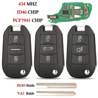 jingyuqin Flip Remote Smart Car Key For Citroen C3 C4 Cactus Hella For Peugeot 208 301 508 5008 Expert 434MHZ ID46 PCF7941A Chip