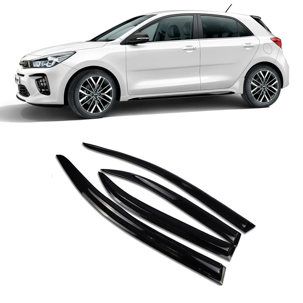 Window Vent Visor Wind Rain Sun Shade Smoke Guard Deflector Shelter Raincoat For Kia Rio 4 Hatchback Sedan 2018 2019 2020 2021+