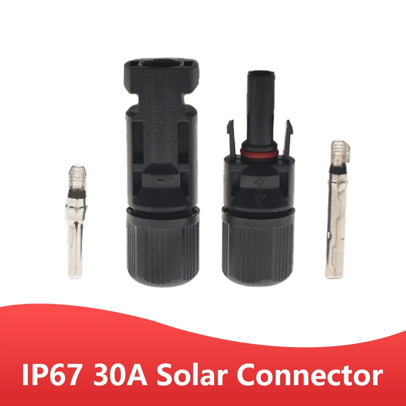 

Solar Plug Cable Connectors (male and female) Photovoltaic Systems 30A Solar Panel Branch Connectors for PV Cable 2.5/4/6mm2