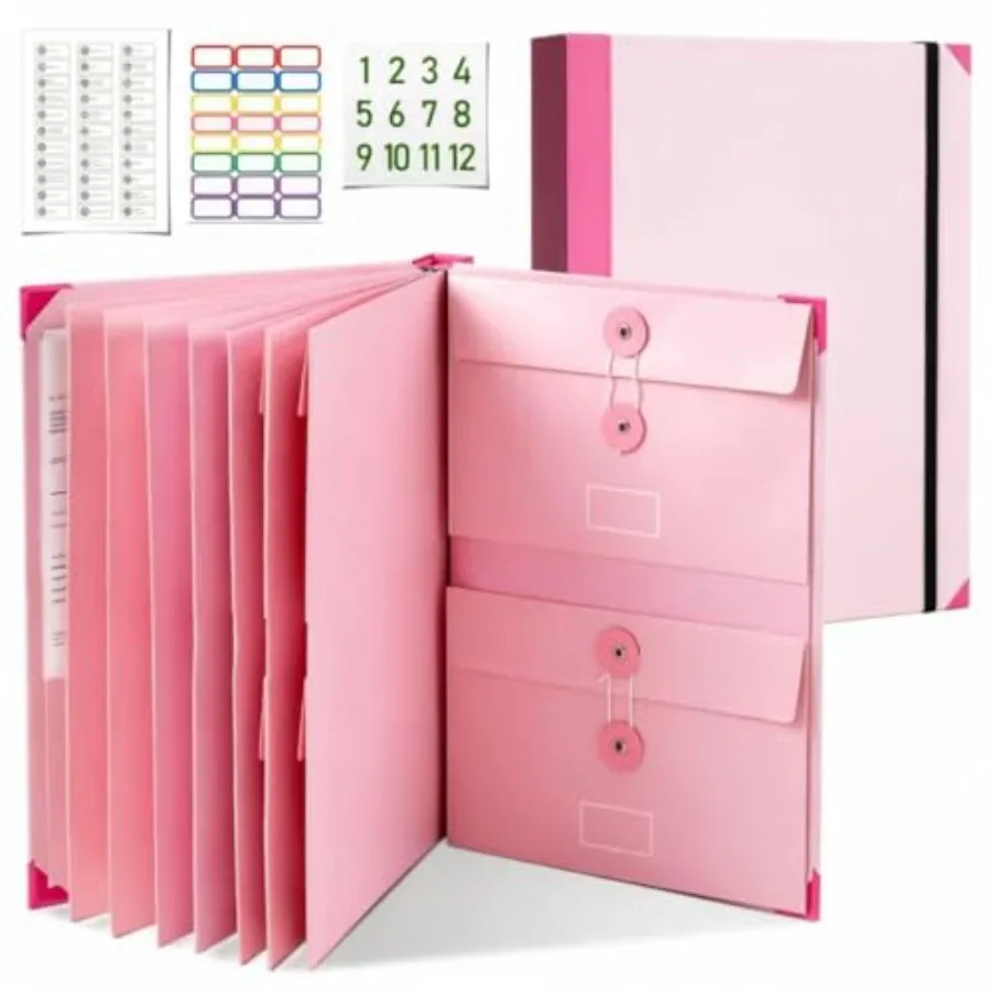 

Important Document Organizer, Folders for Documents, Bound Expanding File for Important Papers/Passports/Birth Certificates