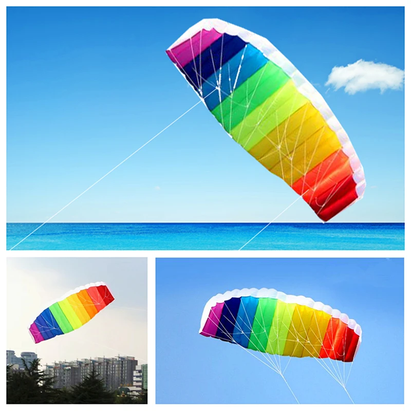 Kostenloser Versand Regenbogen Dual Line Stunt Power Kite Fallschirm große Parafoil Drachen für Erwachsene fliegen Kites urf neue Anfänger Fabrik