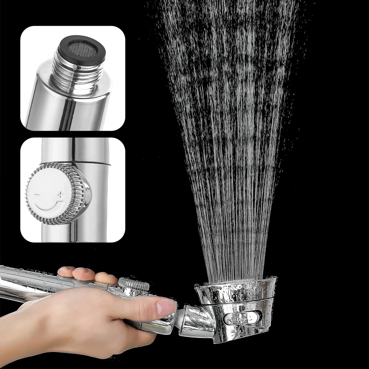 Pressurized Shower Head, High Pressure, Water Saving, Perforated Free Bracket Hose, Adjustable Bathroom Accessories Set