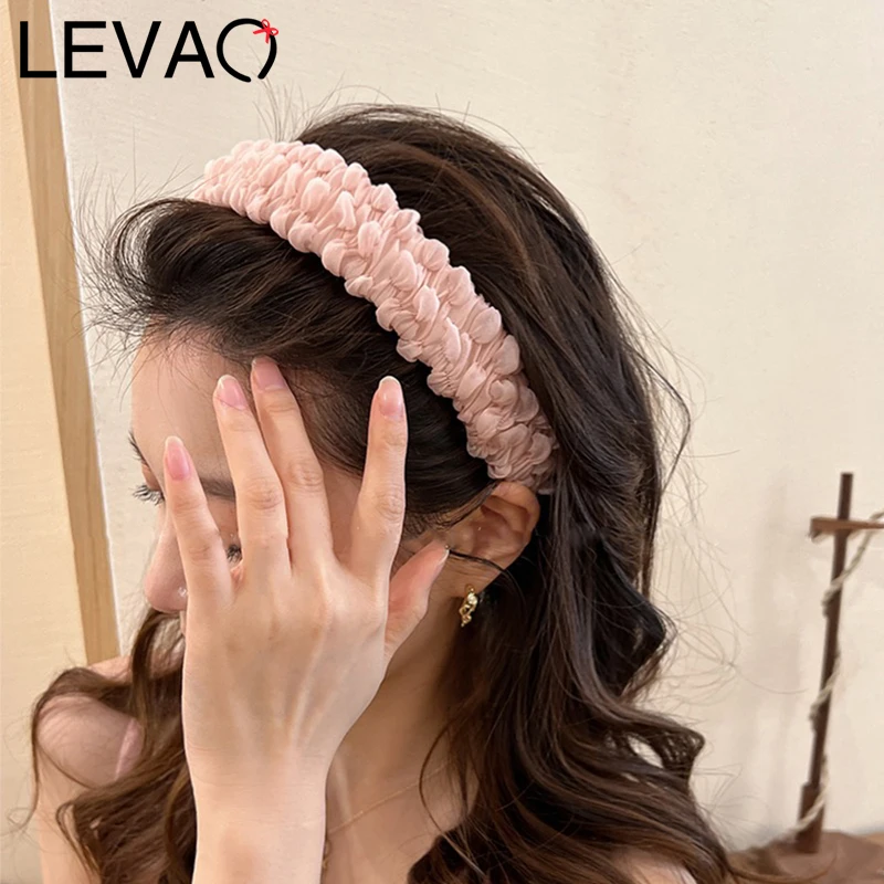 

LEVAO South Korea Pleated Fabric Headband Female Wide-brimmed Pressure Hair Accessories Simple Headwear Headband Free Shipping