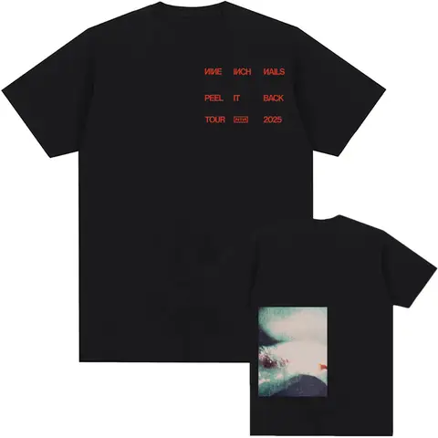 록 밴드 Nine Inch Nails Tshirts Peel It Back Tour 2025 새로운 T 셔츠 코튼 여름 라운드 넥 남성 T 셔츠 남여 남성 streetwear