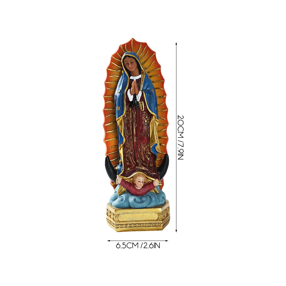 Resin Virgin Mary Statue Compact Size Durable Desktop Adornment Church Decoration Religious Home Ornament Virgin Mary Statue