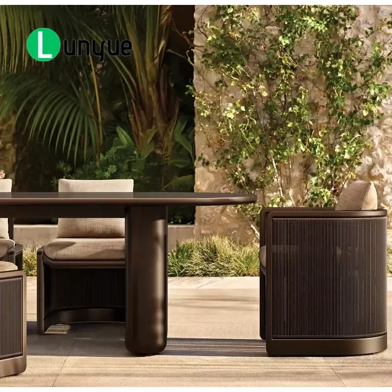 High Quality Aluminum Outdoor Dining Table Smooth Waterproof Garden Party Furniture Durable Modern Design for Patio Yard