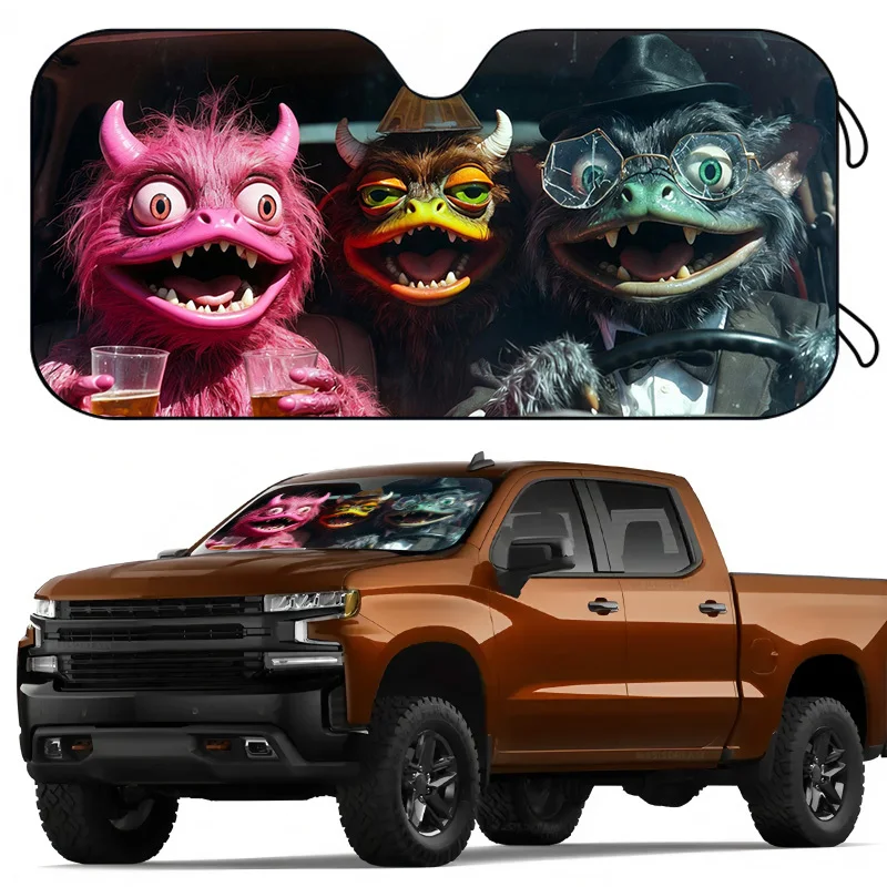 Halloween Horror Wedding Skull Bride Zombie Car Front Windshield Sunshade