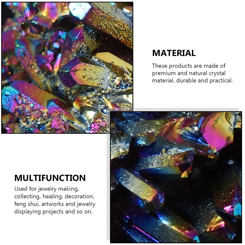 

2Pcs Natural Crystal Cluster Handmade Crafts Decorative Ornament for Home Office Living Room Fish Tank Decor Natural