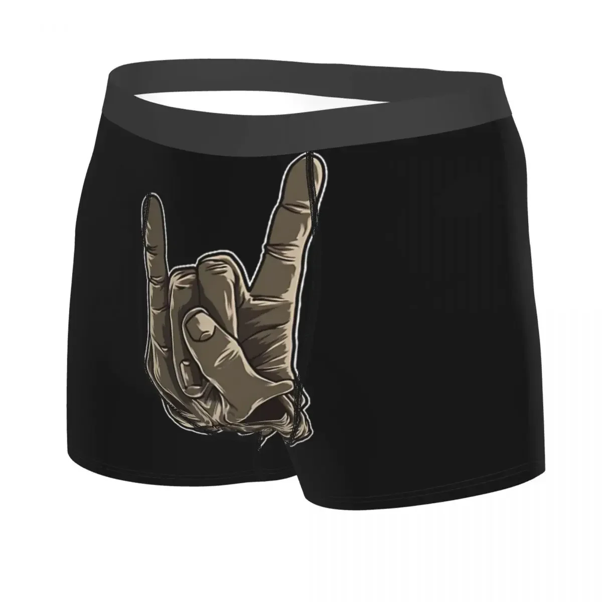 Devil Horns Sign Hand Gesture Man's Boxer Briefs HEAVY  Breathable Creative Underwear Print Shorts Birthday Gifts