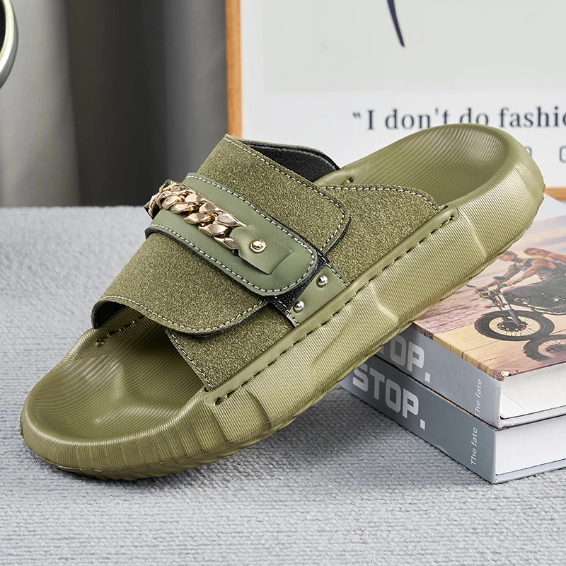 

New Personality Men Strap Flip Flops Quick-Dry Anti-Odor Sandals Thick Non-Slip Sole Cushioned Beach Outdoor Slide Shoes Summer‌
