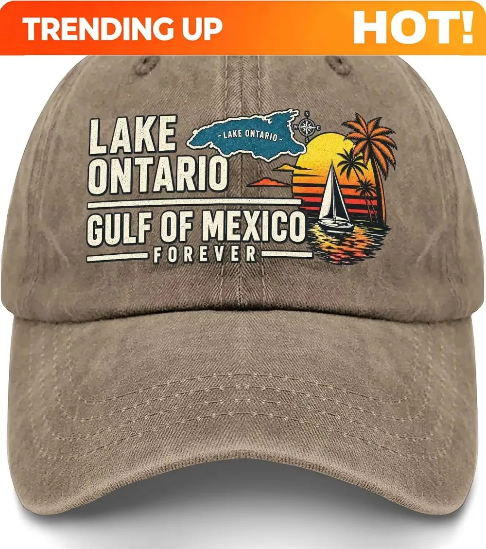 Customization Lake Ontario Gulf Of Mexico Forever Unisex Baseball Cap, Dark Gray, One Size, Cotton, Casual Sport Travel