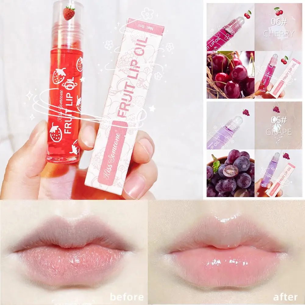 Roll-On Olio per labbra Balsamo per labbra idratante Olio per labbra nutriente liquido Olio per labbra alla frutta trasparente incoloro Nuovo regalo per San Valentino Labbra