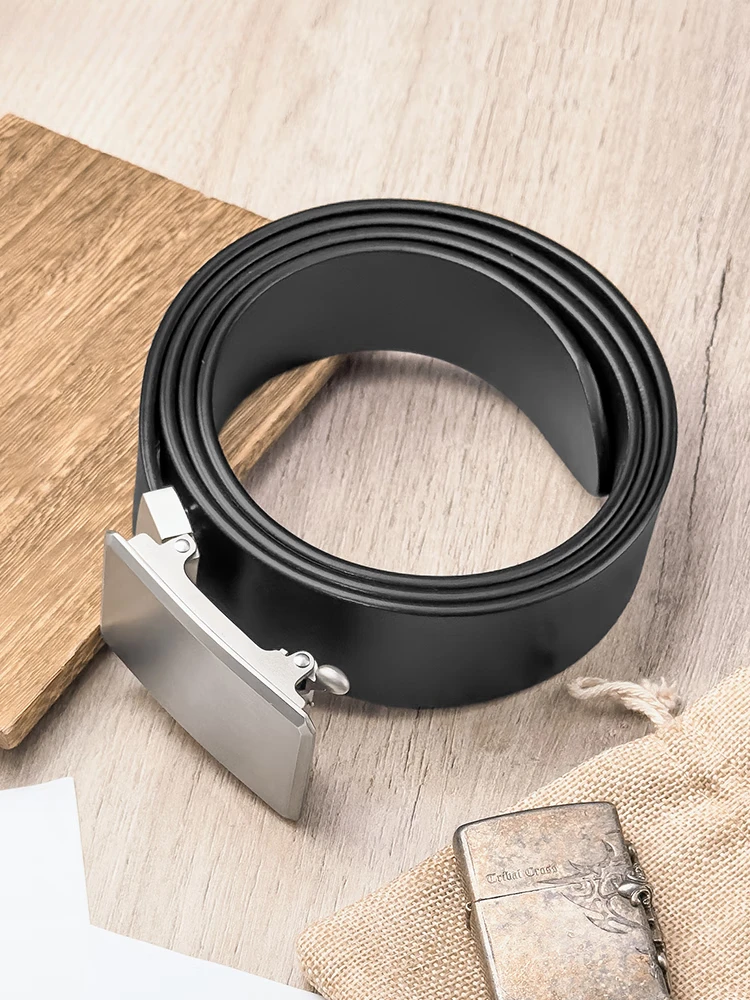 

Men's Genuine Leather Belt Top Grain Leather Titanium Toothless Automatic Buckle Non-Allergenic Business Belts 3.5/3.8cm