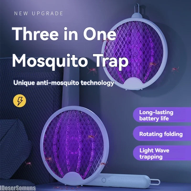 3500V Electric Mosquito Killer Lamp Handheld Insect Bug Zapper with UV Light Trap Insect Exterminator USB Rechargeable Foldable