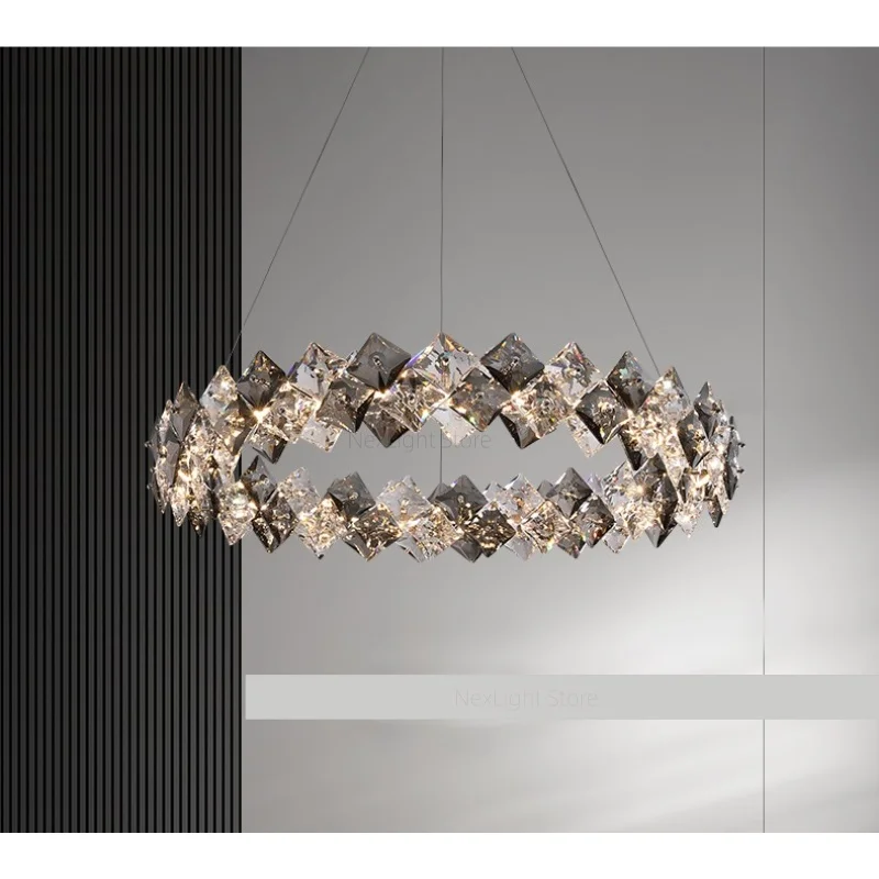 

Crystal living room pendant light 2025 new high-end creative designer style master bedroom dining room round table main lighting