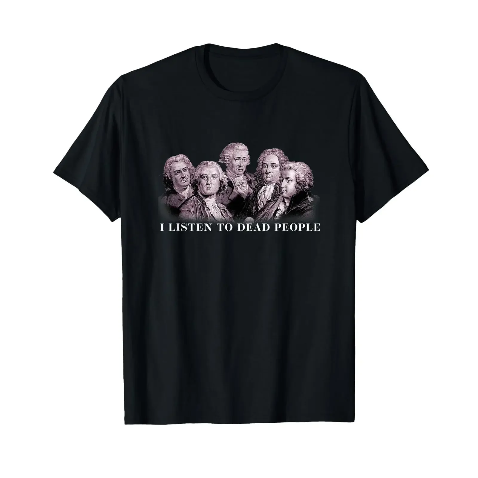 Camiseta clásica con estampado de música de Bach, Gluck, Beethoven, Haydn y Mozart, negra, vintage, lavada, cómoda, elástica, unisex, gráfico, para hombre