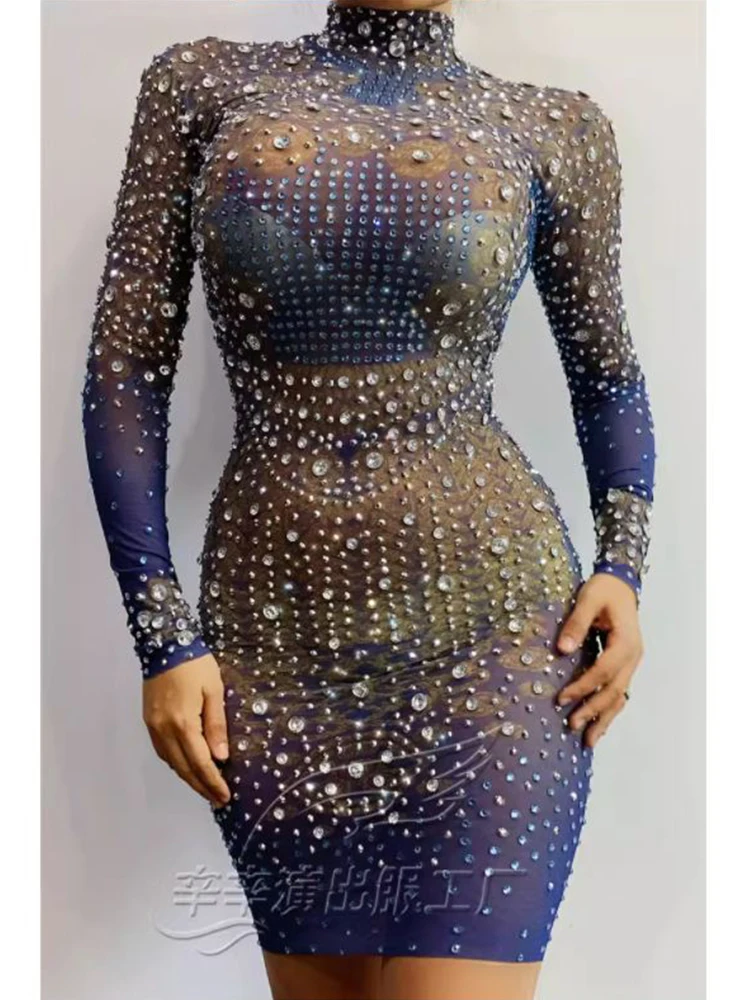 Robe élastique ronde en diamant pour femmes, vêtements personnalisés, haute qualité, mode, chaud, nouveau, 2024