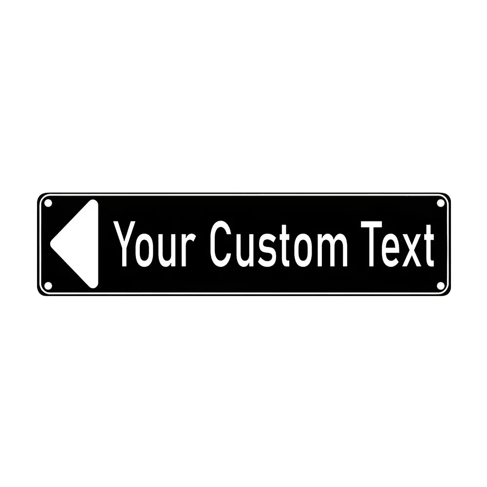 CIFbuy Customizable Personalized Custom Text Black White Arrow Aluminum Sign 40×10cm Waterproof Directional Novelty Decor
