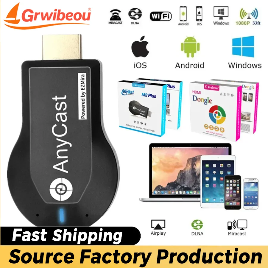 

1080P M2 Plus HDMI-compatble TV Stick WIFI Display TV Dongle Receiver Anycast DLNA Share Screen for IOS Android Miracast Airplay