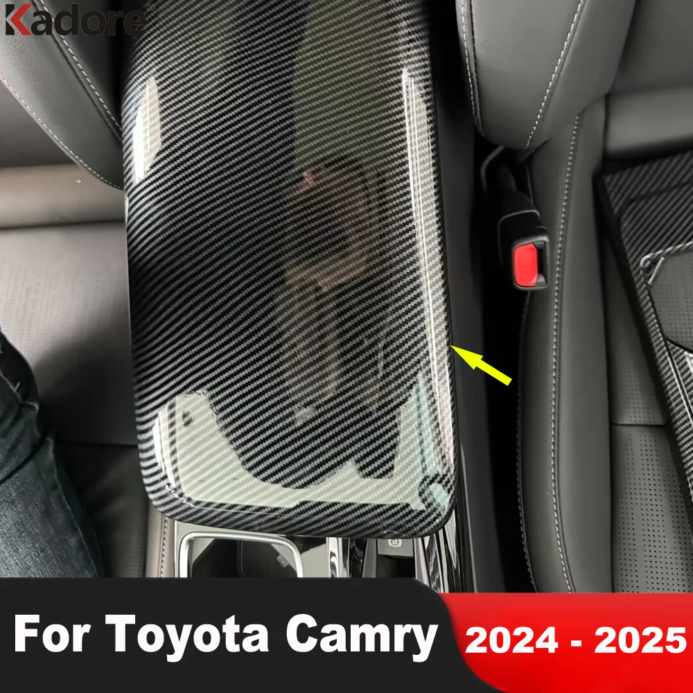 

For Toyota Camry 2024 2025 Carbon Fiber Car Center Armrest Box Panel Cover Trim Interior Mouldings Accessories