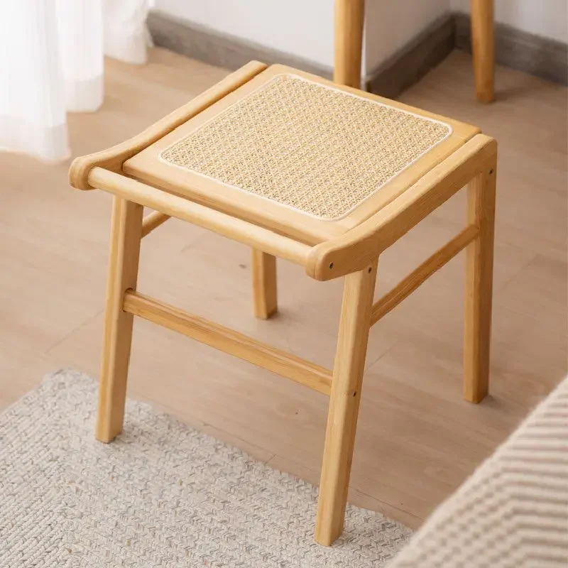 

Rattan Stool Home Small Living Room Furniture Square Stool Bench Bedroom Makeup Stools Japanese Style Low Ottomans Vanity Chair