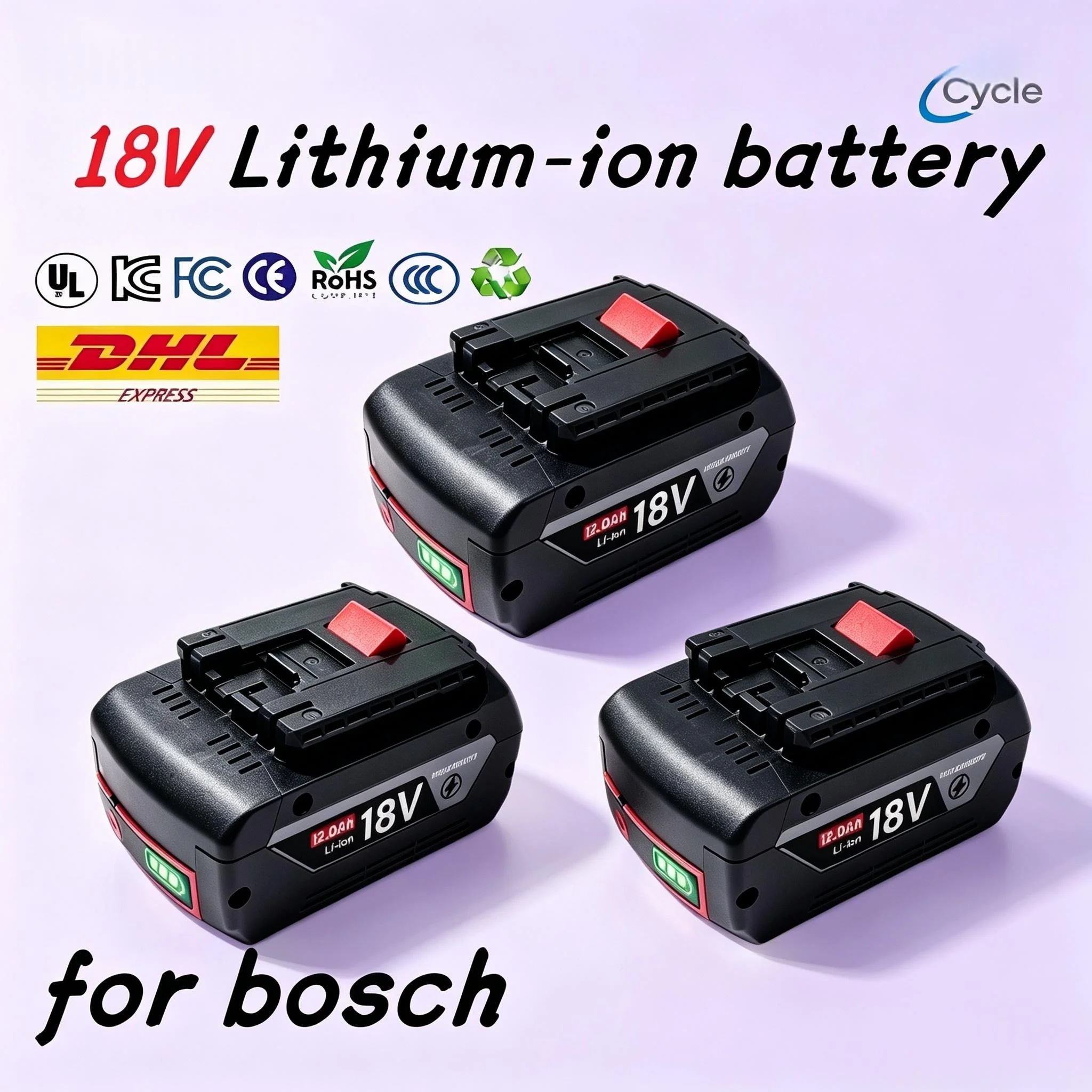 Bosch Drill Gsb 18V - 2パック10.0Ahコードレス電動工具用バッテリー、ボッシュ18Vシステム対応、GSR GSBドリルに適合、現場作業に最適な長時間稼働