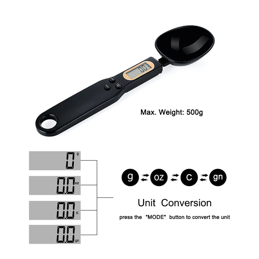 500g/0.1g Electronic Kitchen Scale LCD Digital Measuring Spoon Coffee Sugar Flour Gram Digital Spoon Weight Volume Spoon Scale