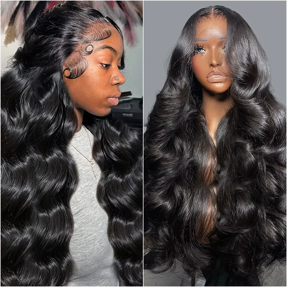 

40Inch Body Wave 13x6 Hd Transparent Lace Frontal Wig Brazilian PrePlucked 200 Density 13x4 Lace Front Human Hair Wigs For Women